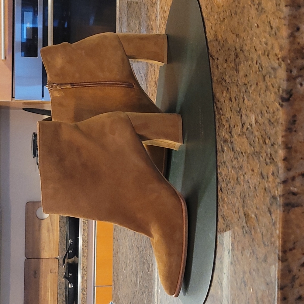 Tan Booties Suede Material Booties Heels